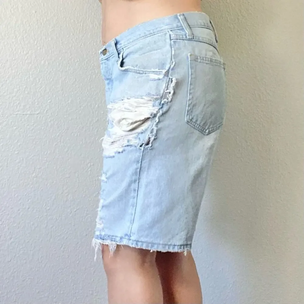 Vintage Wranglers Distressed Thrashed High Waisted Baggy Jean Shorts Size 34